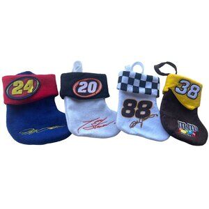 MIXED Lot of 4 NASCAR THEME Mini Christmas Stockings Multicolored 5.5" Tall